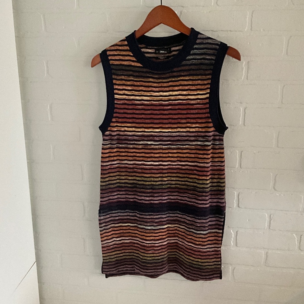 Zara Knit Vest/Tunic/Cover-up Earthy tones Linen blend Missoni vibe Women Size M